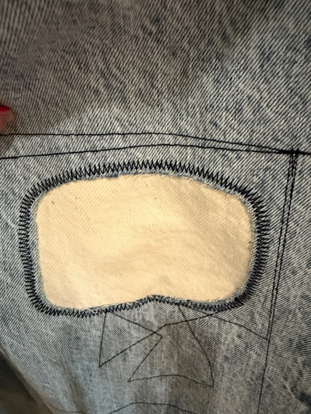 Universal Thread Light Blue Distressed Patchwork 90’s Baggy Leg size 14